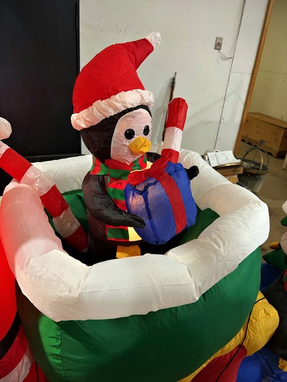 Inflatable Santa Sleigh with Penguins & Tree