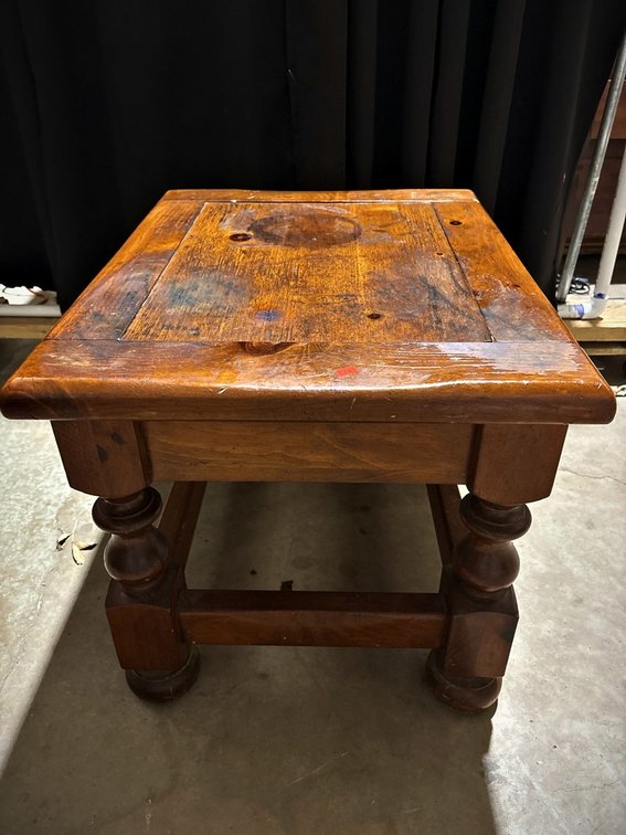 Solid Wood Square End Table With Turned Legs