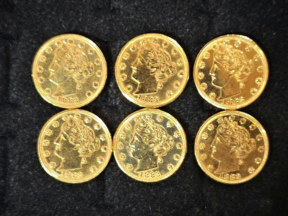 Six 1883 Liberty Head V Nickel Coins