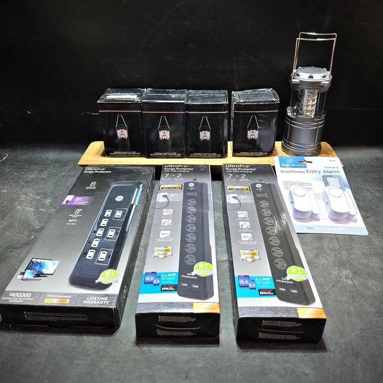 Security Lot: Alarms, Surge Protectors, Lantern