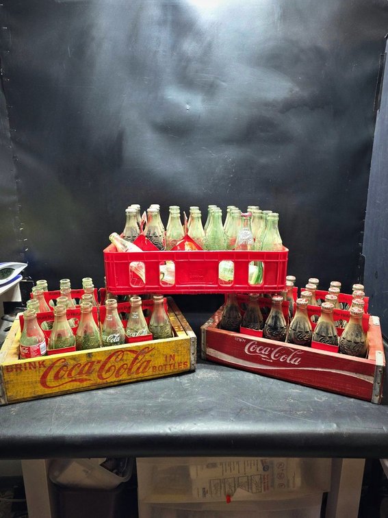 Coca-Cola Crates With Assorted Glass Bottles