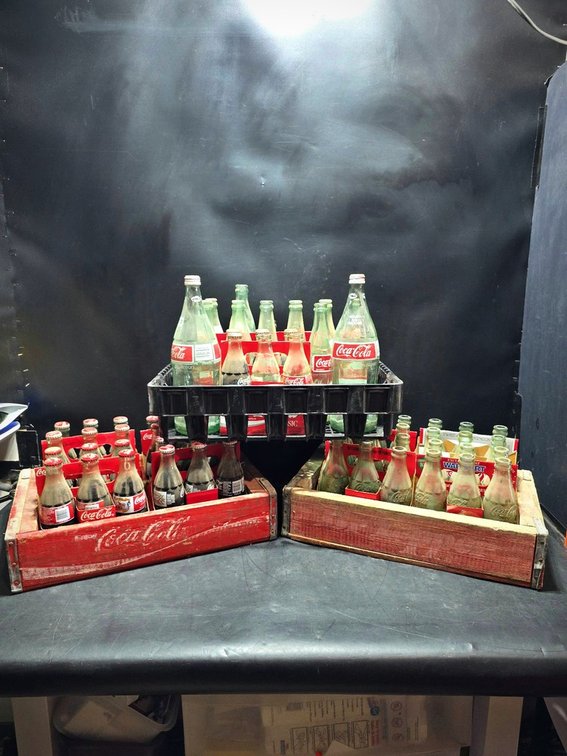 Coca-Cola Glass Bottles in Vintage Crates Lot