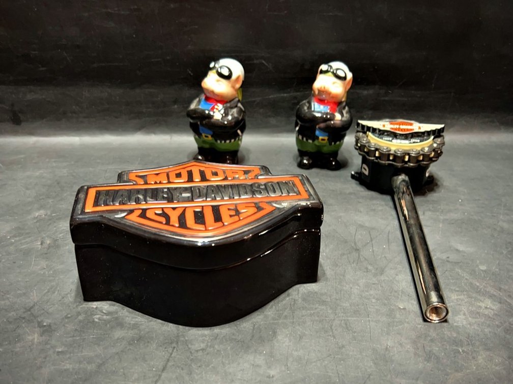 Harley-Davidson Ceramic Box, Shifter, Pig Set