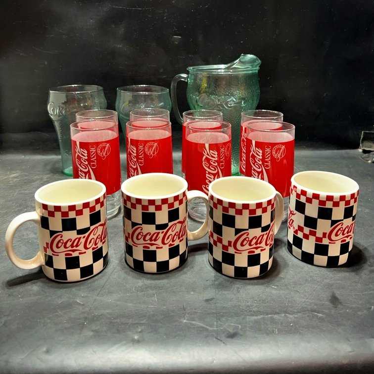 Coca-Cola Glassware Set With Pitcher, Mugs