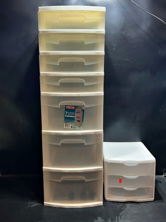 Sterilite Plastic Drawer Storage Units, Mixed Sizes