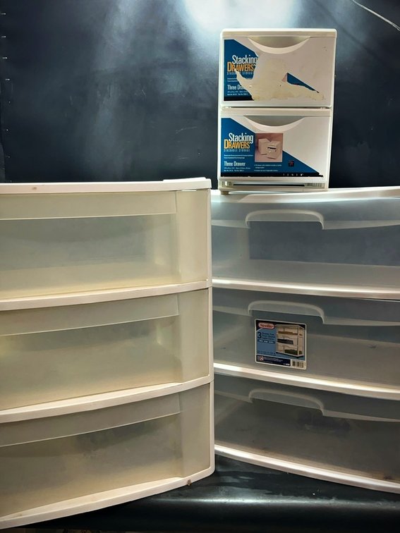 3 Sterilite 3-Drawer Plastic Organizers