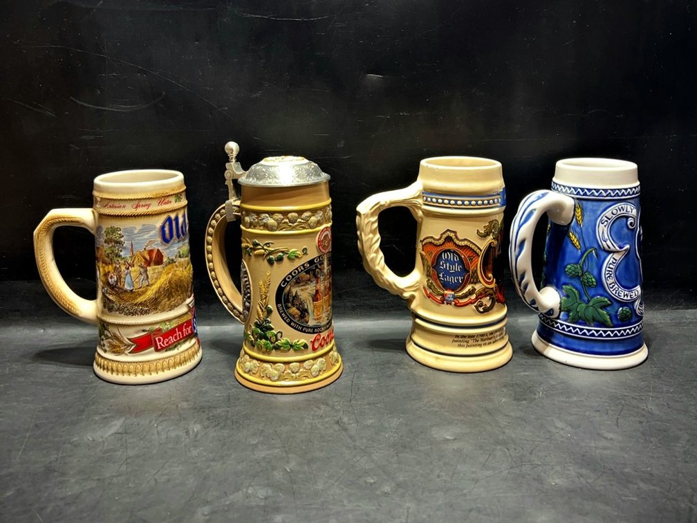 4 Brewery Collector Beer Steins 1982–2000s