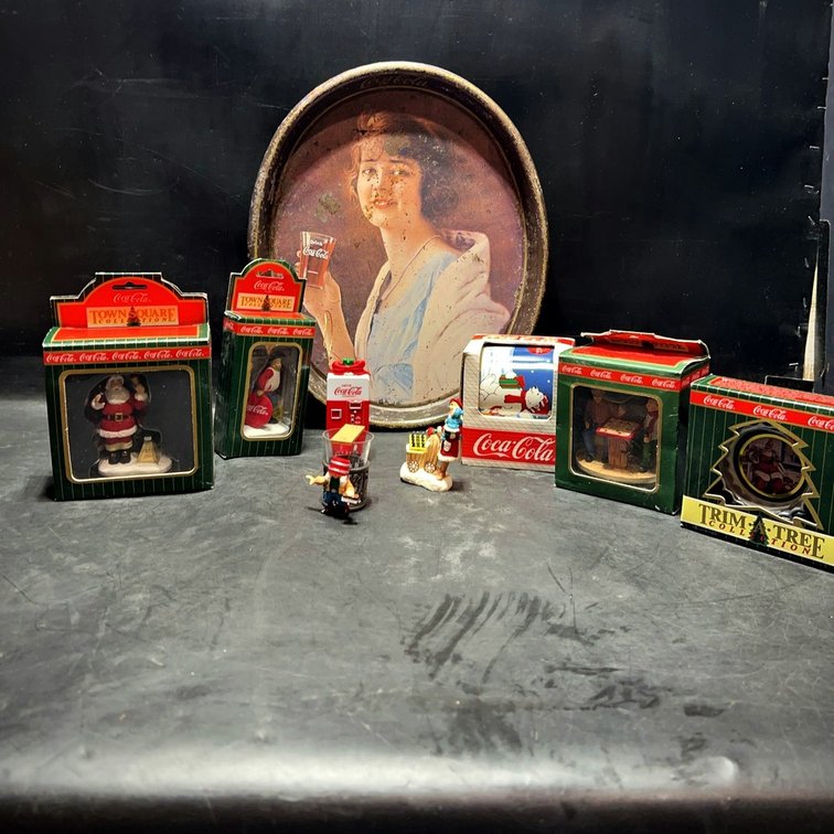 Coca-Cola Christmas Collectibles and Tray Lot