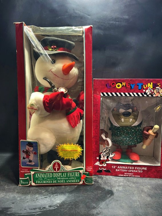 Animated Snowman & Taz Display Figures in Boxes