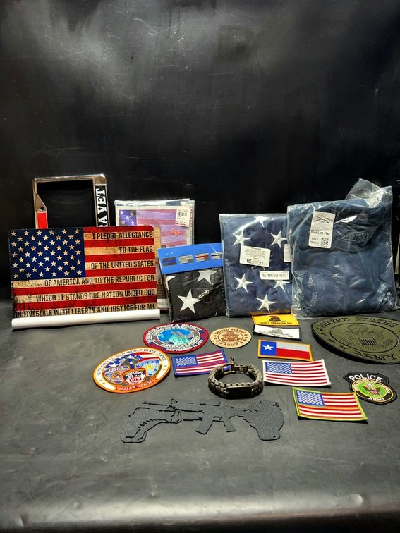 Patriotic Flags, Patches, Shirts & Memorabilia Lot