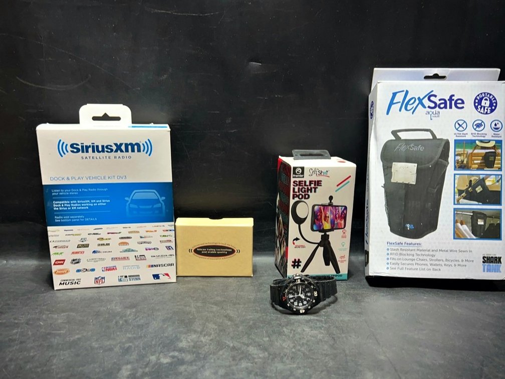 Tech Gadget Lot: SiriusXM, FlexSafe, GPS, Watch