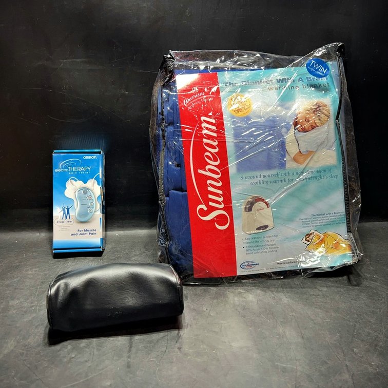Sunbeam Blanket, Omron Pain Reliever, BP Monitor