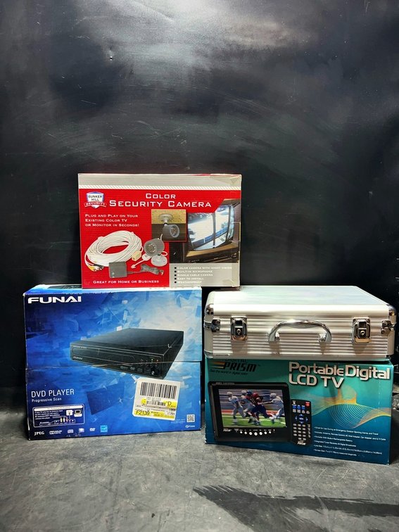 Electronics Lot: TV, DVD, Security Camera, Case