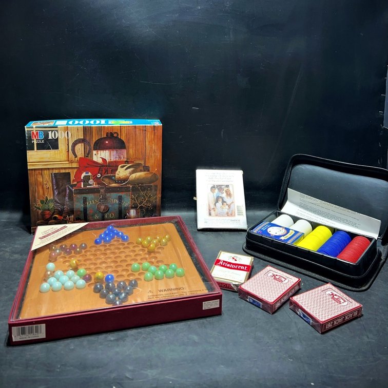 Game Collection: Poker Set, Playing Cards, Puzzle
