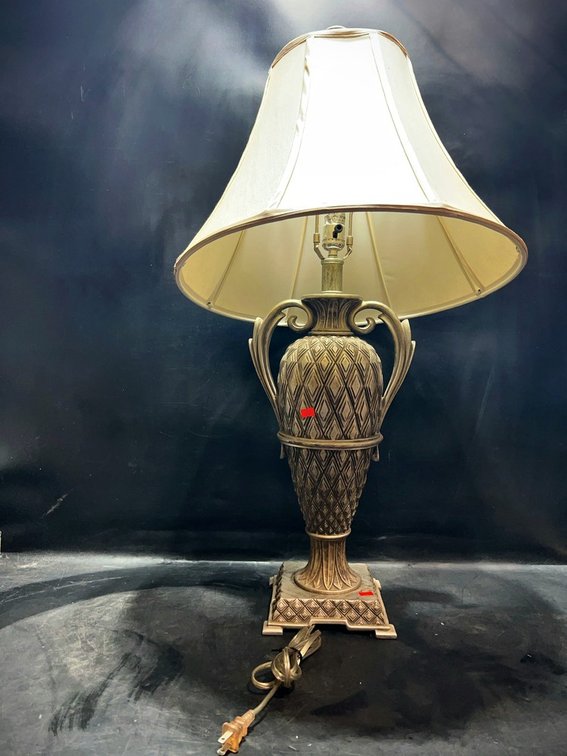 Tall Table Lamp With Ornate Metal Base