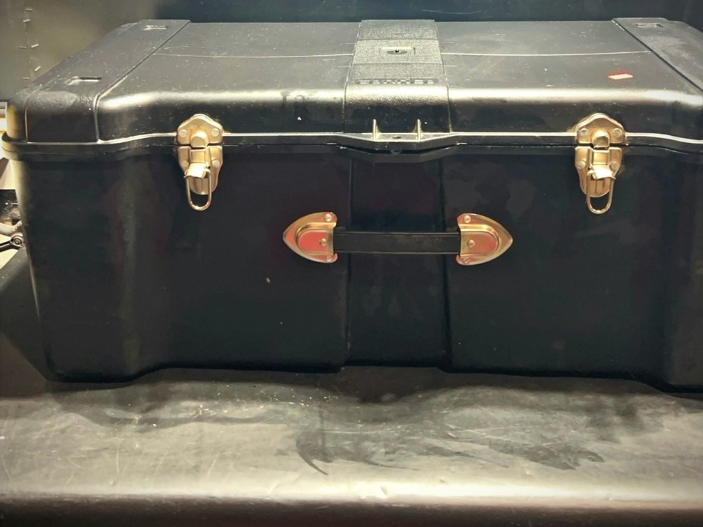 Two Black Plastic Storage Toolboxes