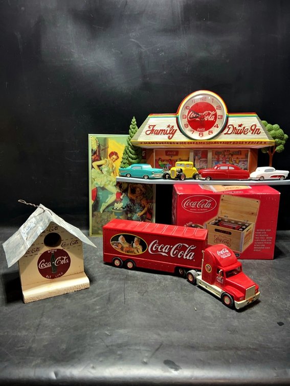 Coca-Cola Collectibles Lot: Sign, Truck, Birdhouse