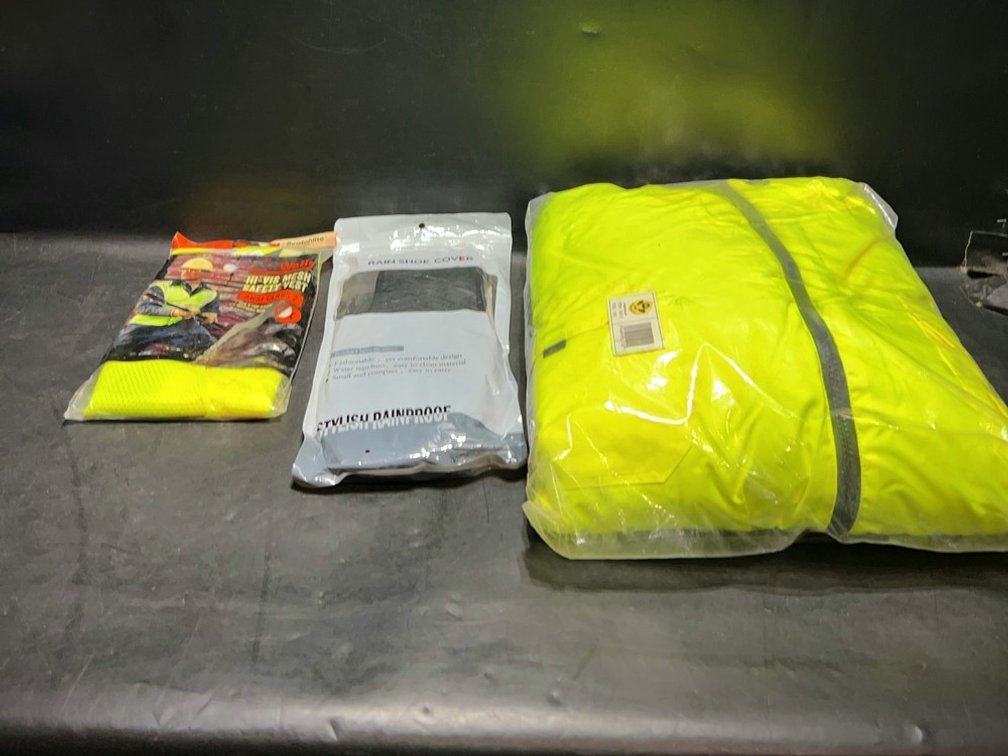 Hi-Vis Work Jacket, Vest, and Rain Shoe Cover