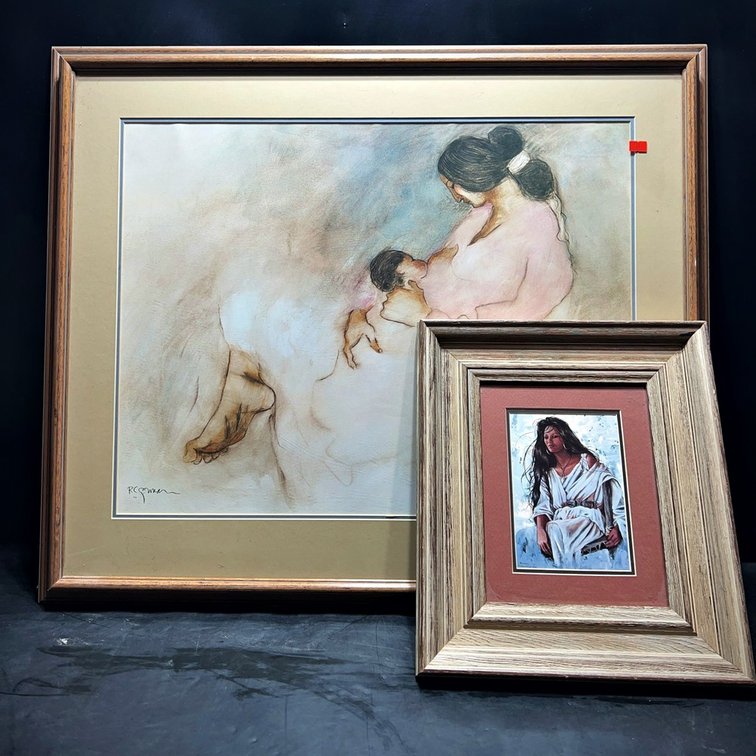R.C. Gorman Signed Print & Framed Portrait Pair