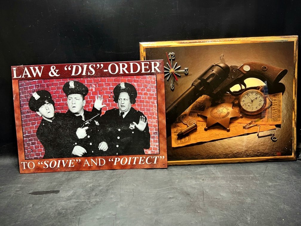 Two Police-Themed Wall Art Pieces