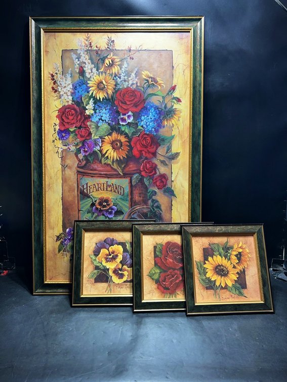 Barbara Mock Flower Prints Framed Set of Four