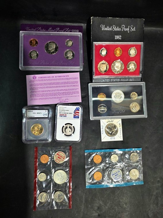 US Proof Sets, 2003-D $1, 2025-S PF70, Mixed Coins