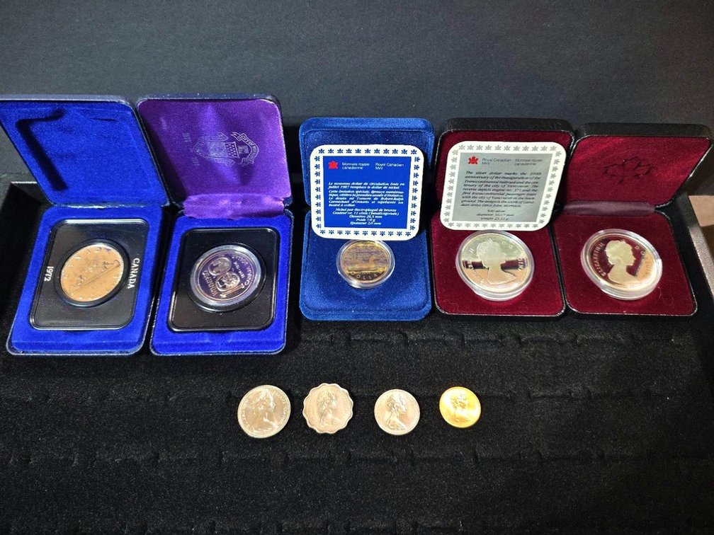 Canadian Dollar Collector Coins in Cases, 8 Coins