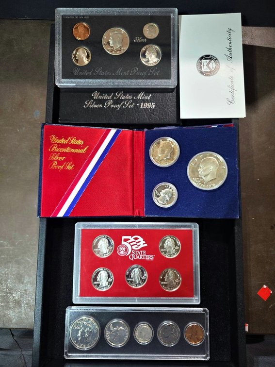 US Silver Proof Coin Sets Assorted, 4 Sets
