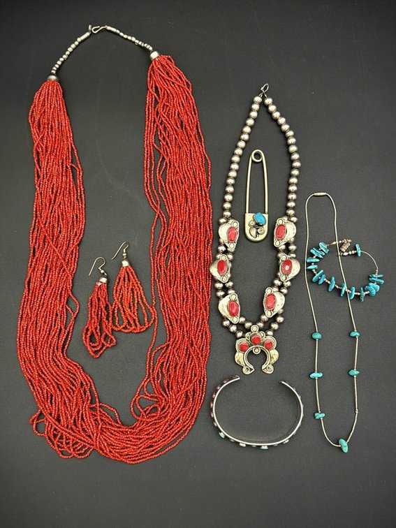 Costume Jewelry Lot With Beads and Faux Stones