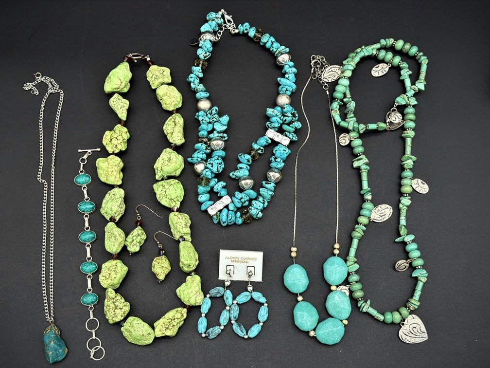 Green & Blue Stone Jewelry Lot