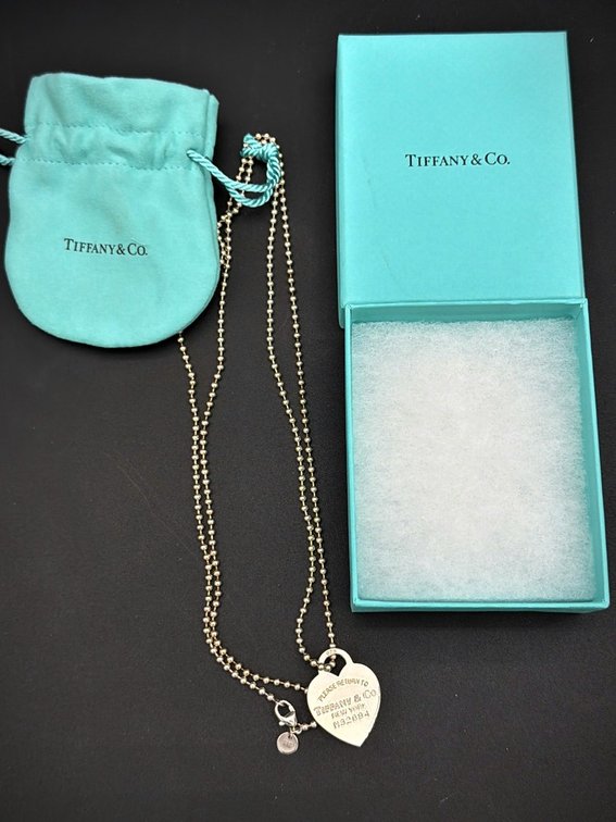 Tiffany & Co. 925 Heart Tag Necklace with Box