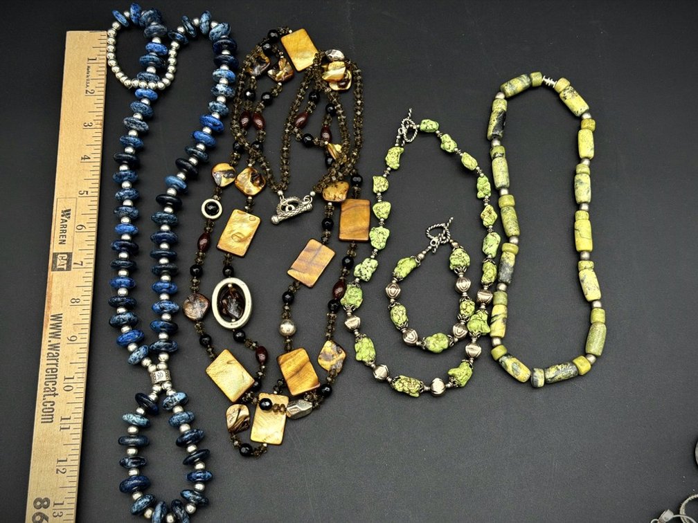 5 Stone Bead Necklaces Mixed Materials