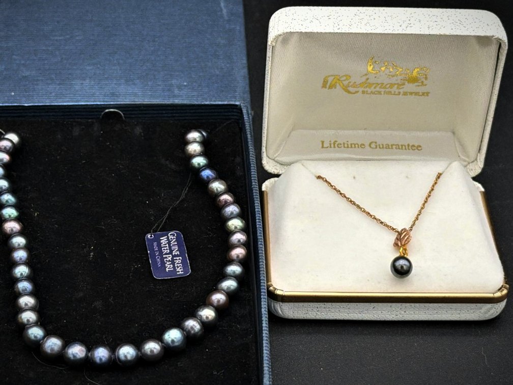 Freshwater Pearl Necklace and Black Hills Pendant