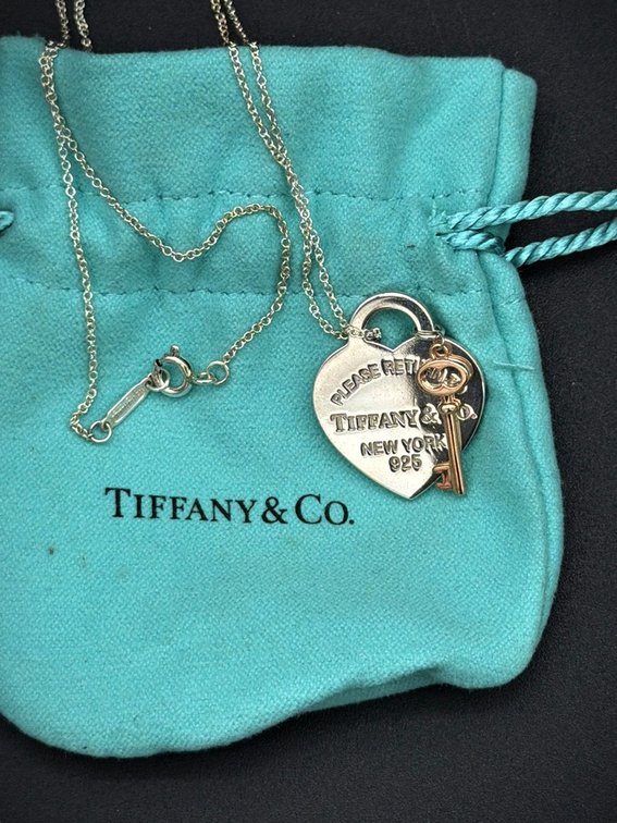 Tiffany & Co. Sterling Heart & Key Necklace