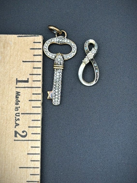 2 Sterling Silver CZ Key and Infinity Pendants