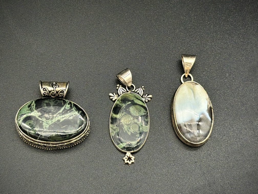 3 925 marked China made Oval Gemstone Pendants