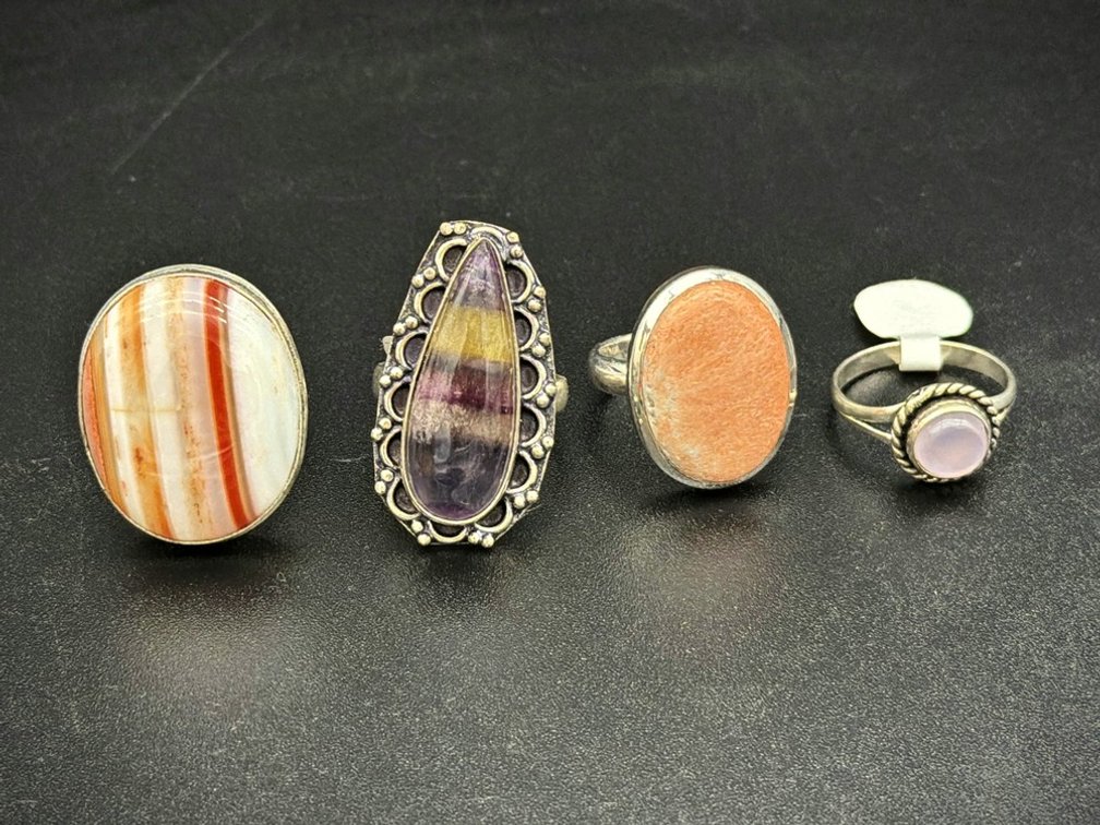 4 925 marked China made Gemstone Rings