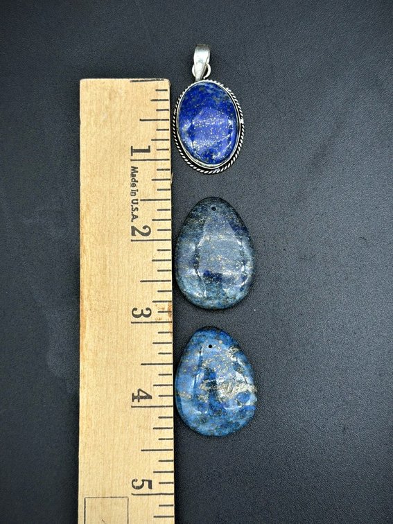 Sterling Silver Lapis Pendant & Loose Stones with holes for pendant fitting