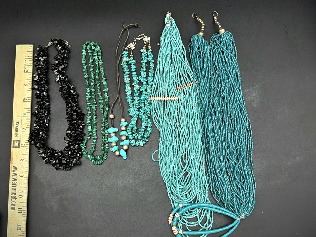 Turquoise and Black Beaded Necklaces