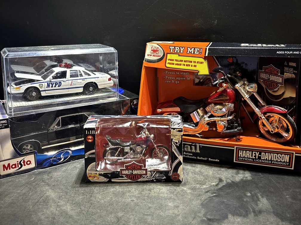 Die-Cast Harley Motorcycles & NYPD Car Lot