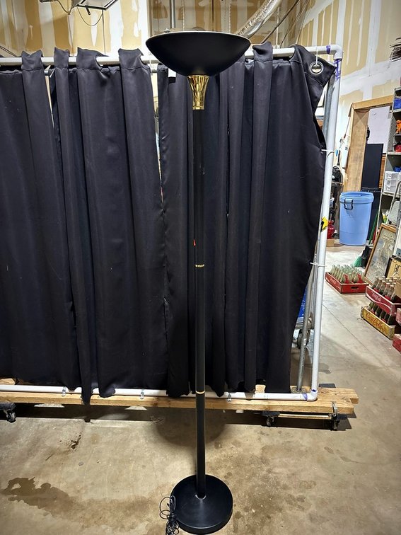 Black Torchiere Floor Lamp With Gold Accent