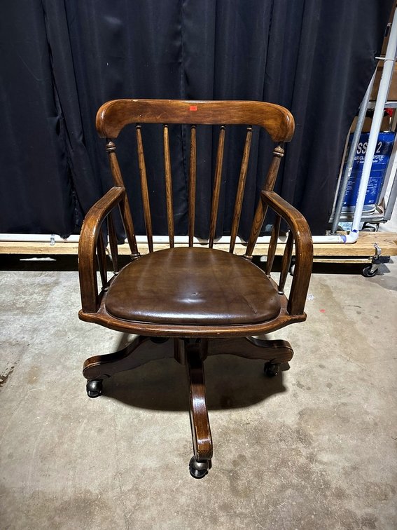 Wooden Swivel Banker’s Office Chair on Casters