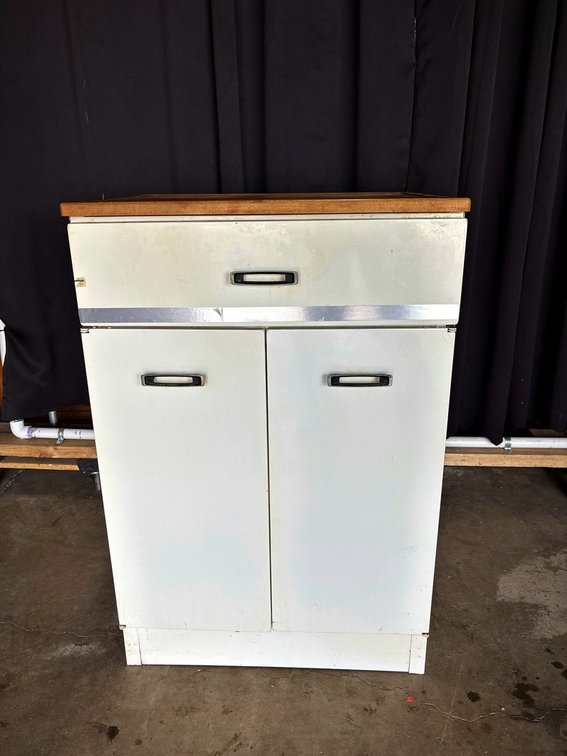 Wood Top Metal Kitchen Cabinet with Drawer