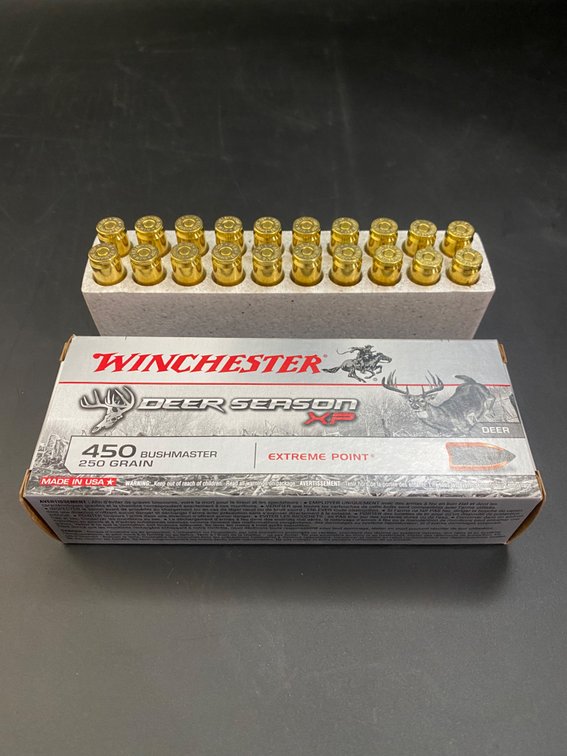 Winchester .450 Bushmaster Deer Season XP 250 Grain Extreme Point Rifle Cartridges 20 rounds