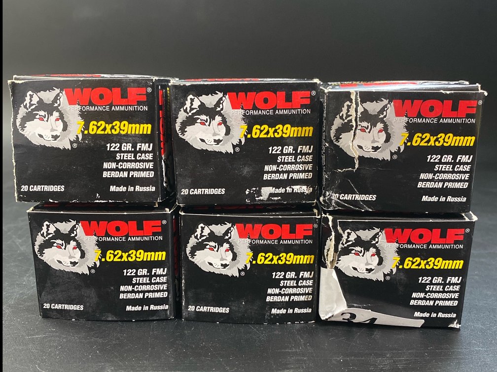 Wolf performance 7.62x39mm 122 GR FMJ steel case 20 rounds 6boxes 