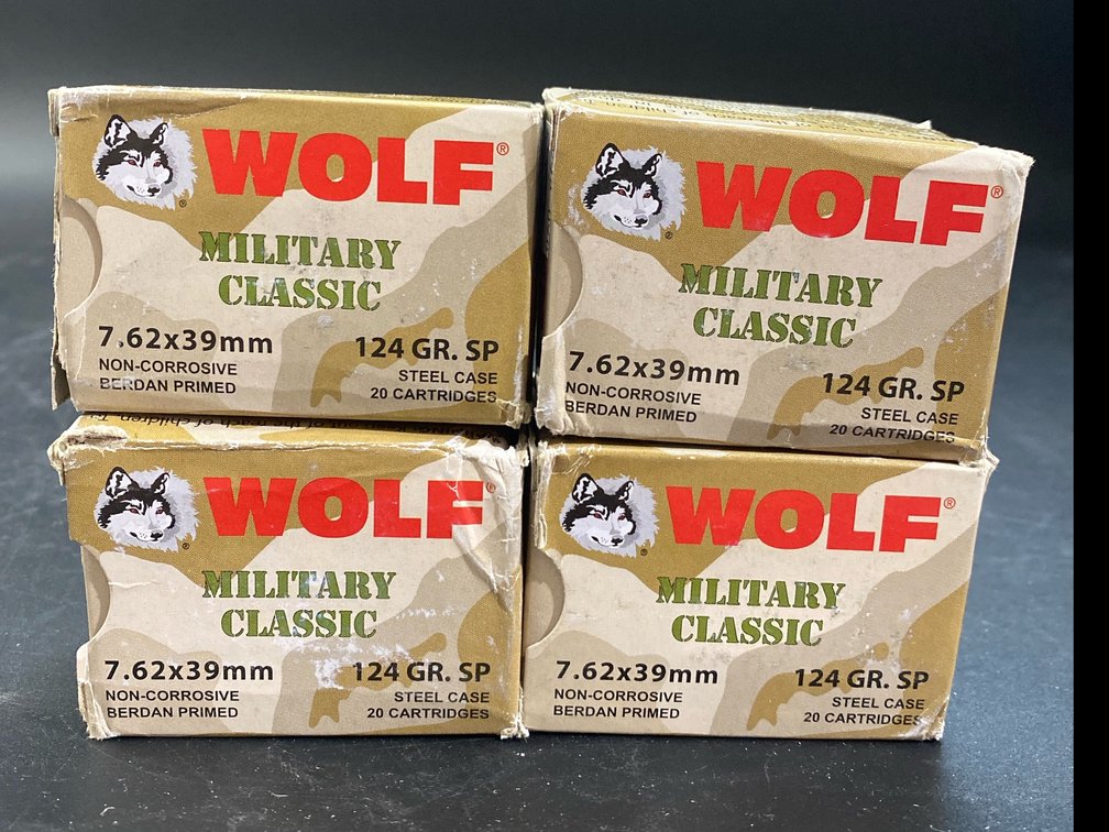 Wolf Military Classic 7.62x39mm 124 GR SP steel case 4boxes