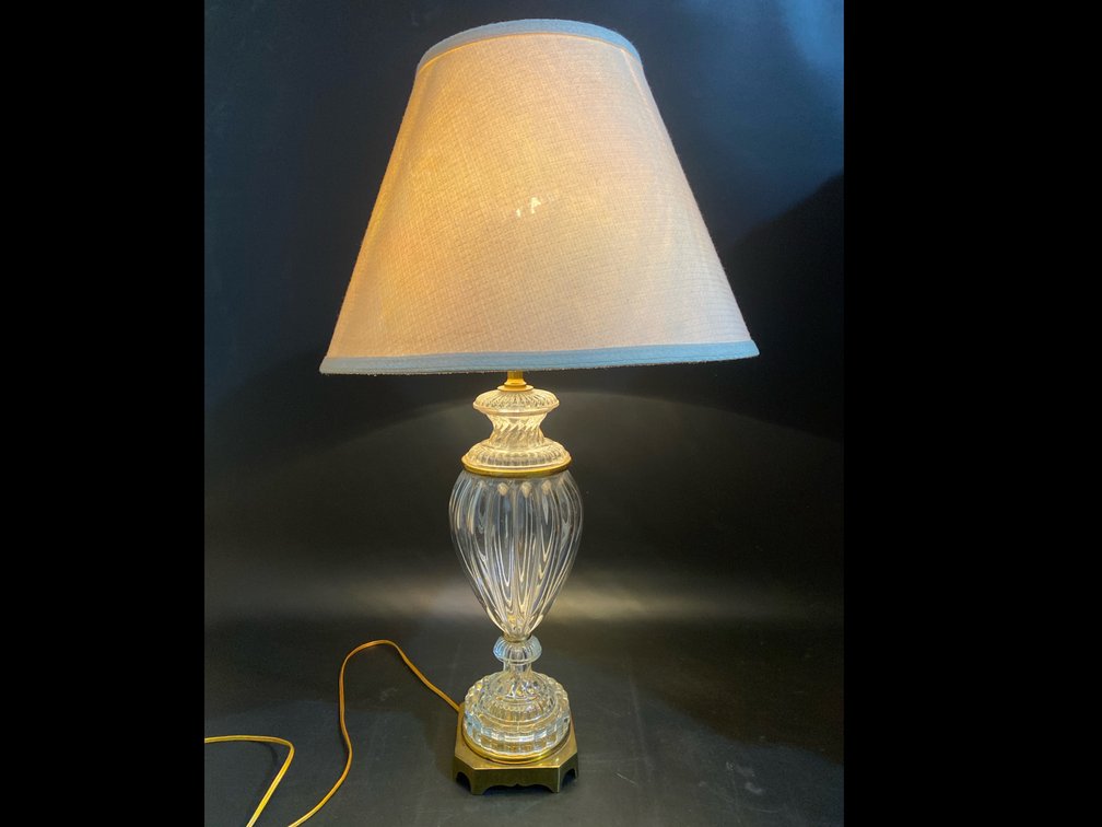32” Vintage Paul Hanson Glass Base Electric Lamp
