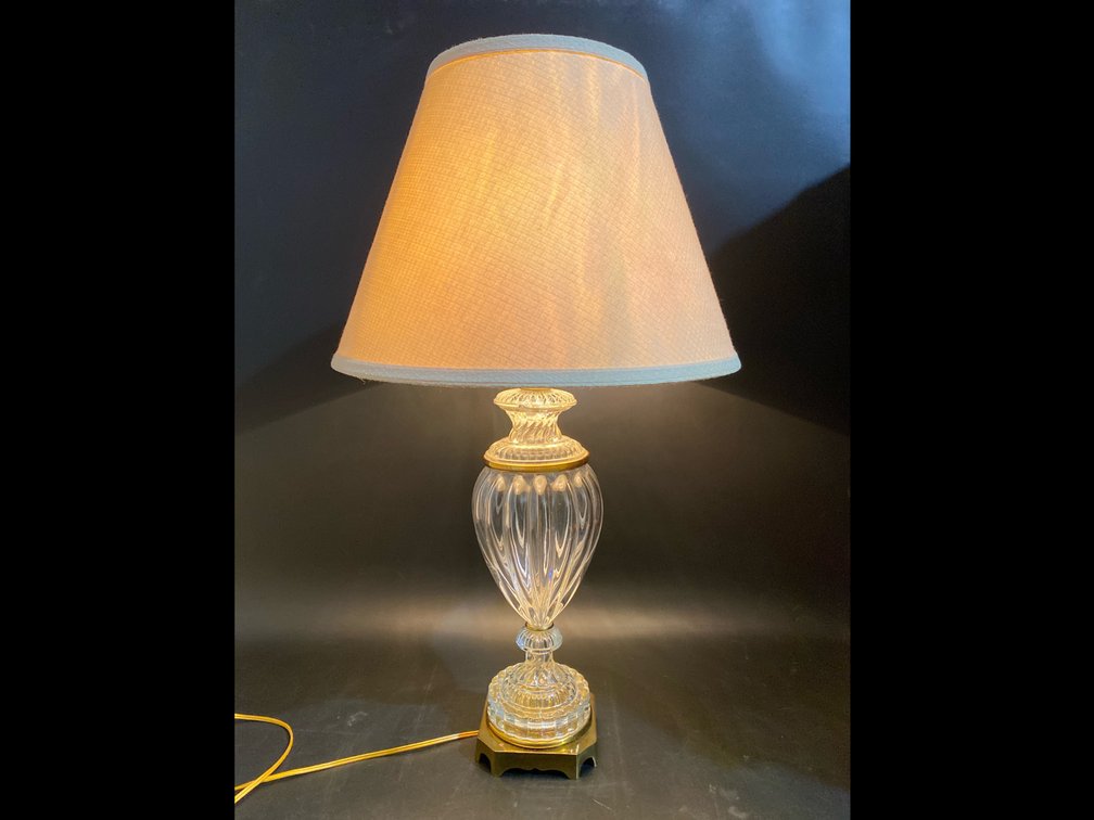 32” Vintage Paul Hanson Glass Base Electric Lamp
