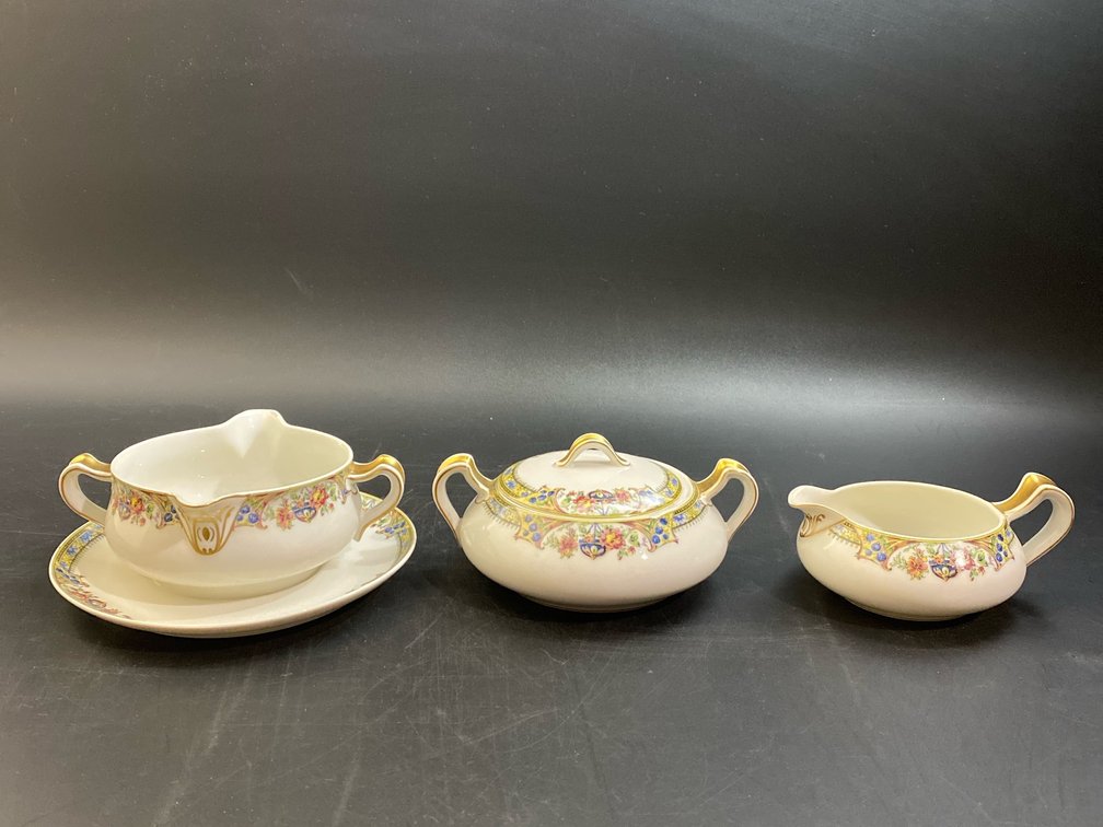Haviland France Linden Sugar bowl, Creamer, & Gravy Boat 