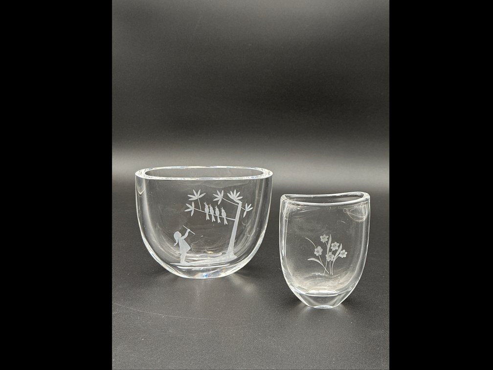 Orrefors Vases 5”x6” & 5”x3” 